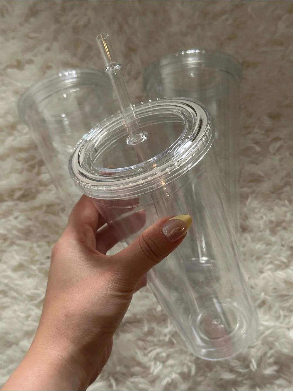 Clear Double-Wall Plastic Tumbler - Set of 3